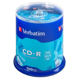 Диск CD-R Verbatim 700Mb 52x DataLife+ Cake Box (100шт)