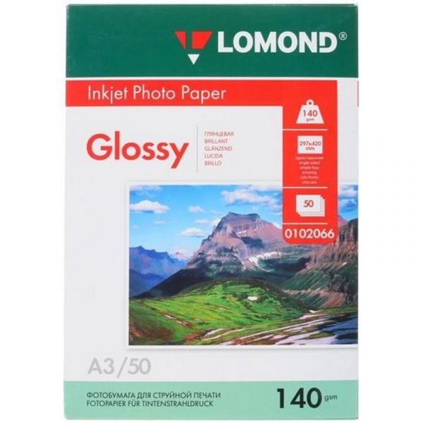 Фотобумага Lomond 102066 A3, 140 г/м2, 50 л., покрытие - глянцевое