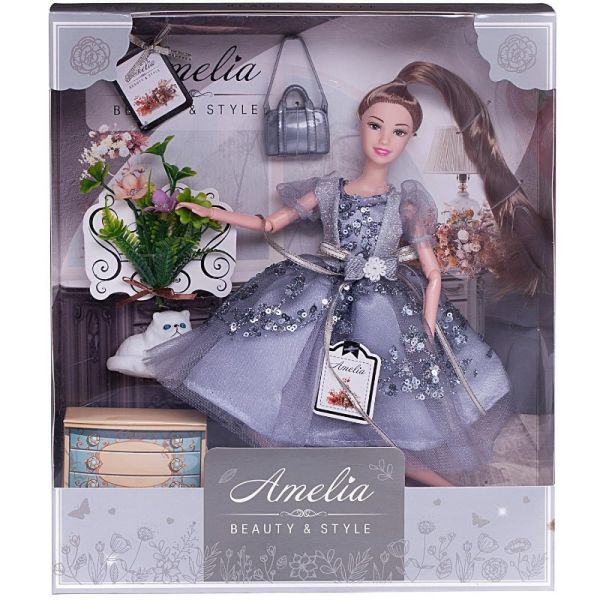 Кукла ABTOYS Amelia Роскошь серебра PT-01631 с аксессуарами 30 см