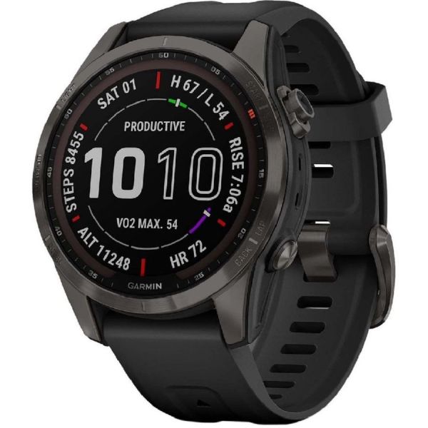 Умные часы Garmin Fenix 7S Sapphire Solar 40 мм черный/светло-бежевый [010-02539-25]