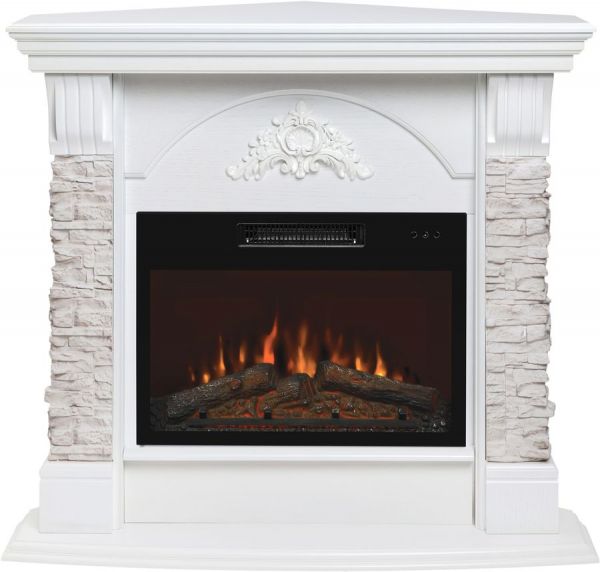 Электрокамин RealFlame Athena Corner GR STD/EUG/24/25,5 WT+Kendal 24 1080х985х800мм белый